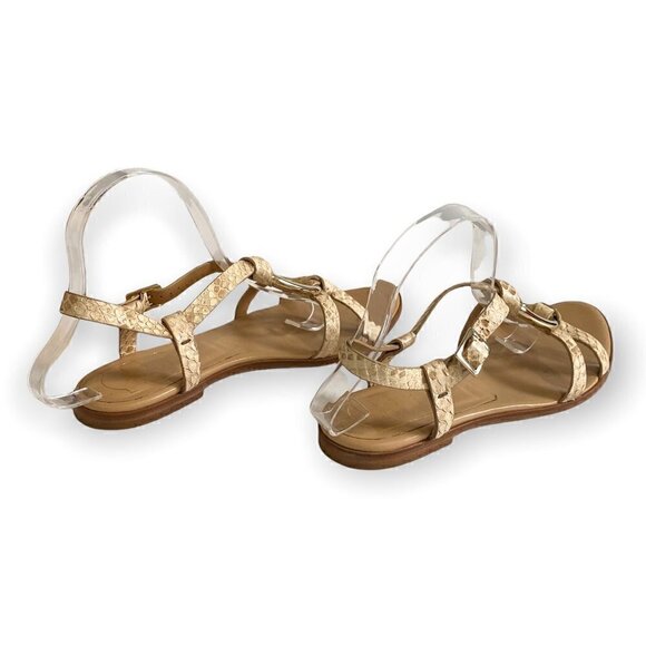 Roger Vivier Flat Sandals, Natural snake, Gold Ring, Sling Back, Size 37.5EU - Picture 8 of 13